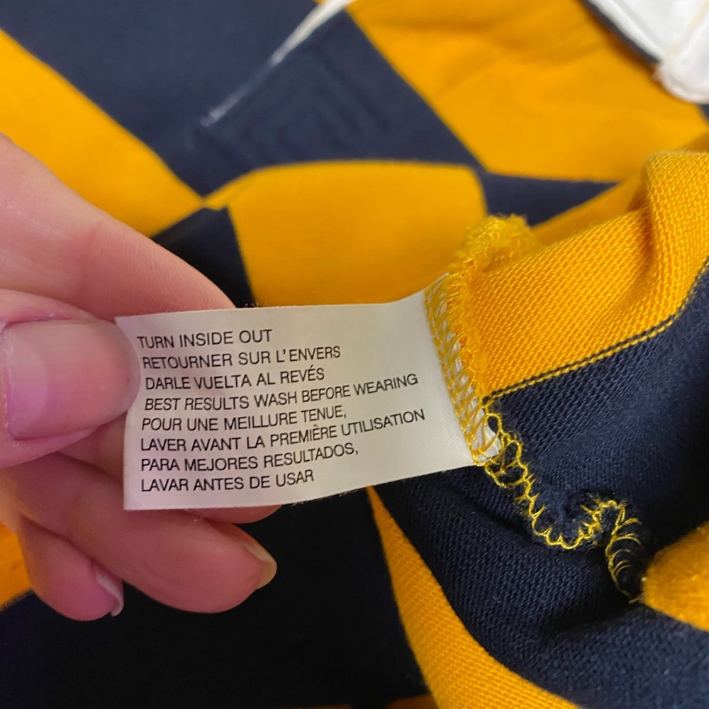 Chaps Men’s Navy and Gold Striped Button Down Rugby Shirt size XL - Picture 5 of 6